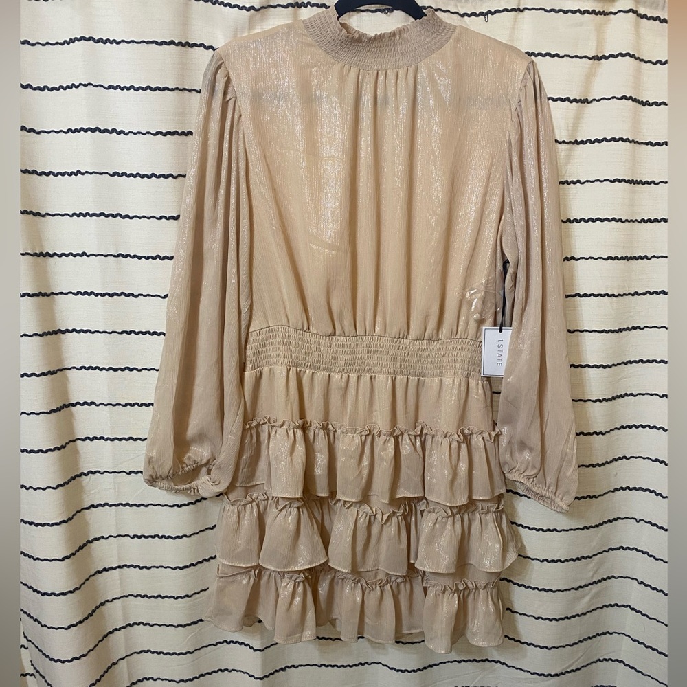 1. State Shimmering Goldish/Creme Dress